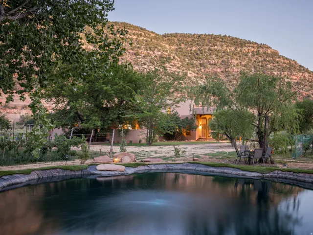 Water feature with stone accents