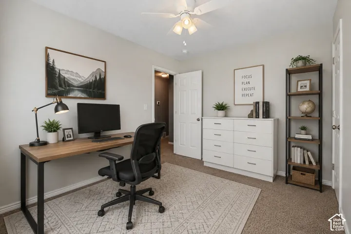 Digitally Staged Bedroom as office
