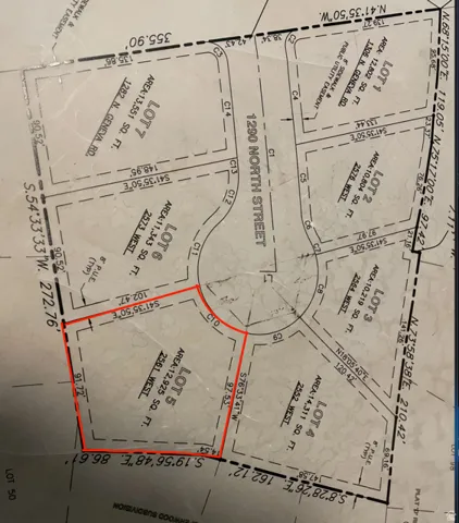 Subdivision Plat Map. Detailing lot dimensions, areas, and street layout for the property