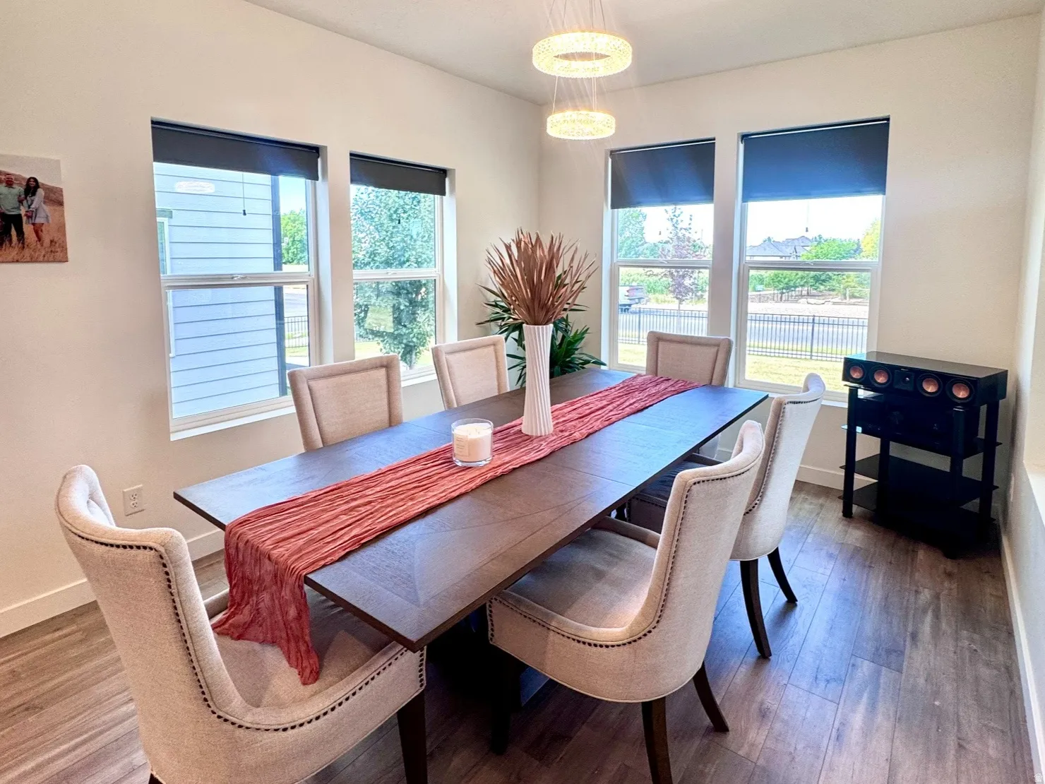 Wood-finish flooring throughout