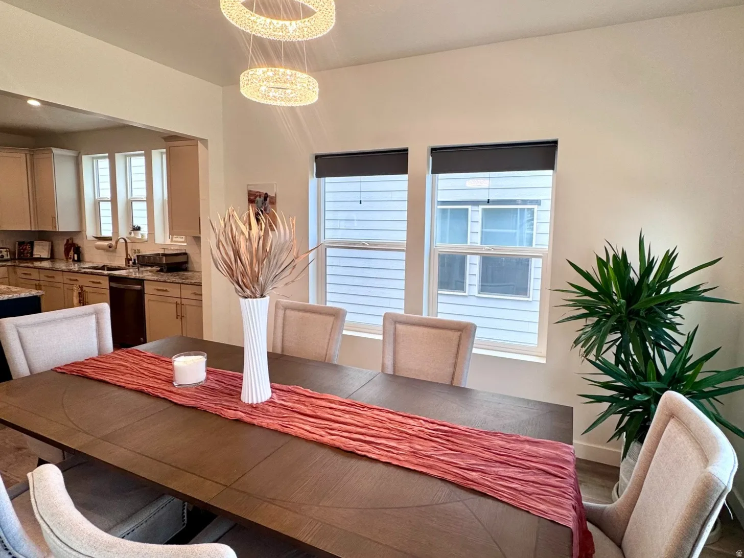 Contemporary chandelier with two tiered crystal rings