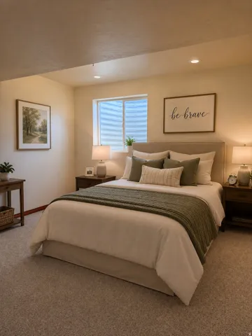 Virtually Staged basement bedroom