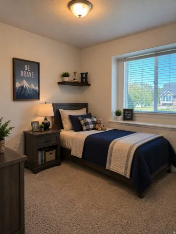Virtually Staged upstairs bedroom #1