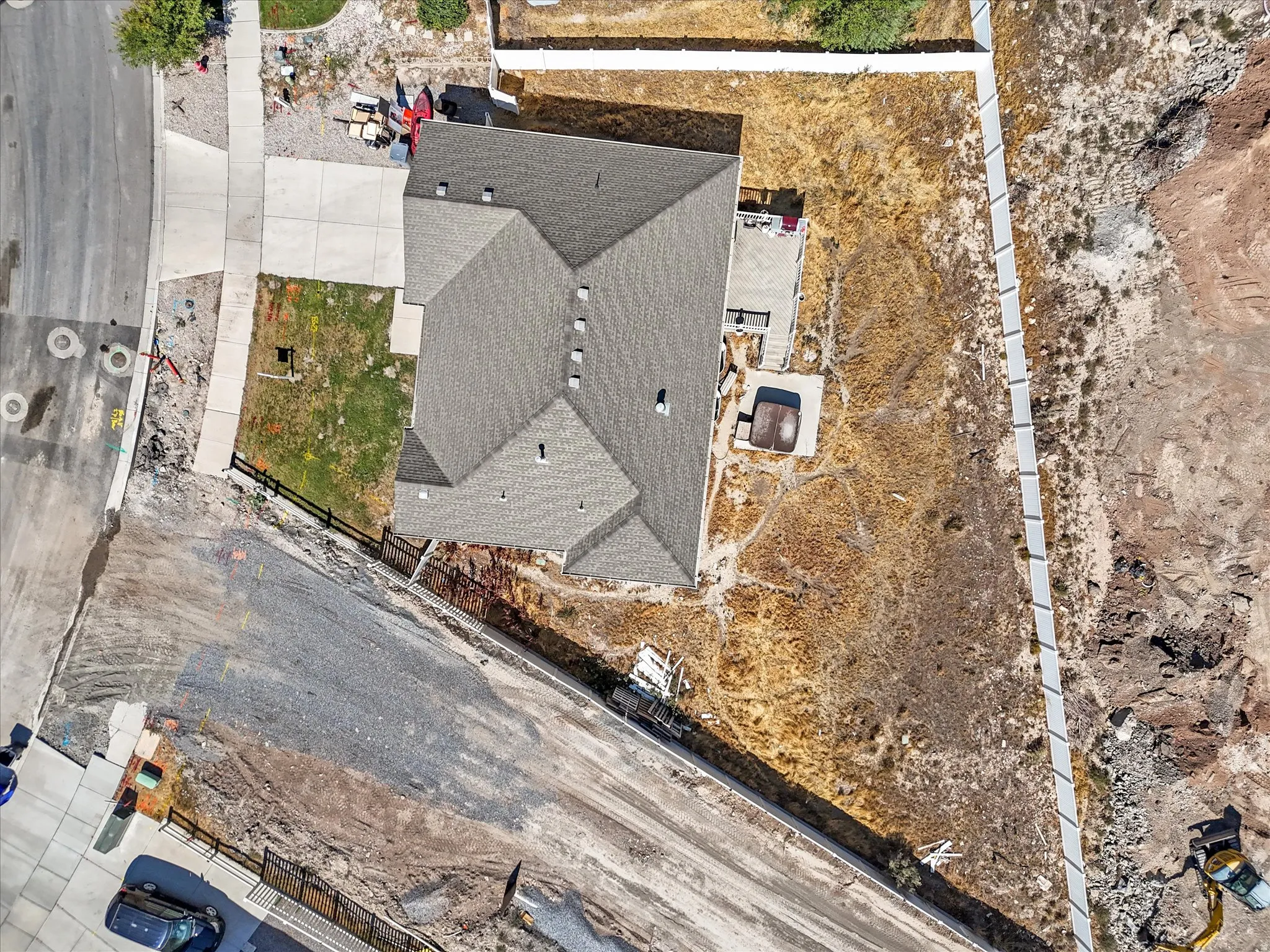 Asphalt shingle roof with multiple gables
