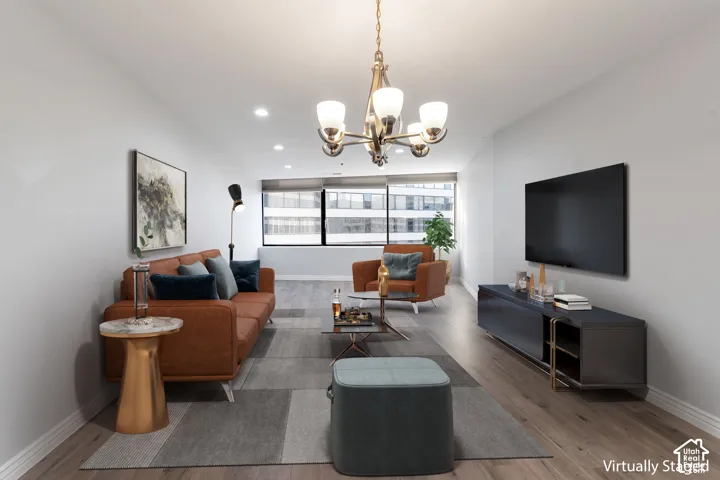 Living room with laminate flooring