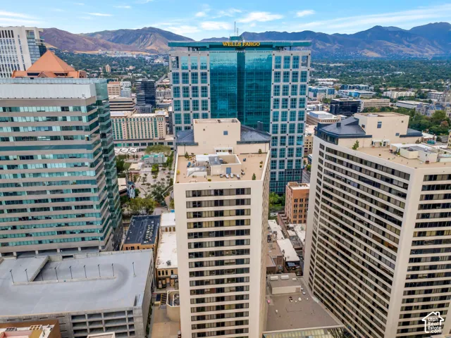 Aerial perspective showcasing high-rise urban architecture