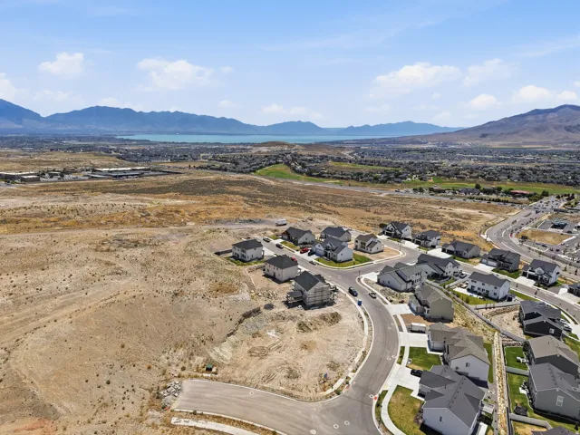 Aerial perspective showcasing a developing residential community
