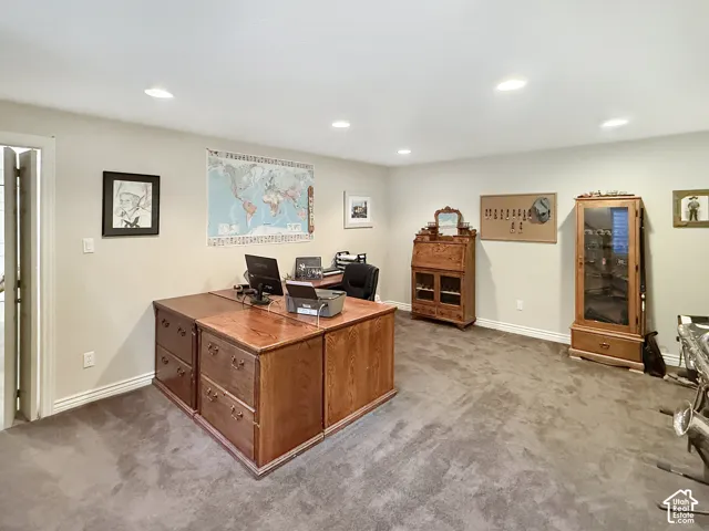 Spacious office with carpet
