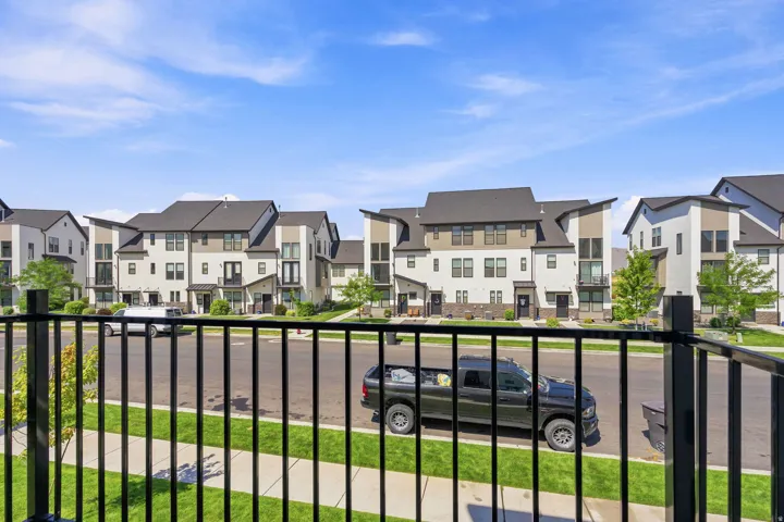 Contemporary townhome community featuring multi-story residences