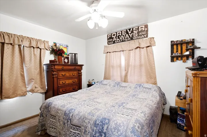 White walls with wood-finish flooring