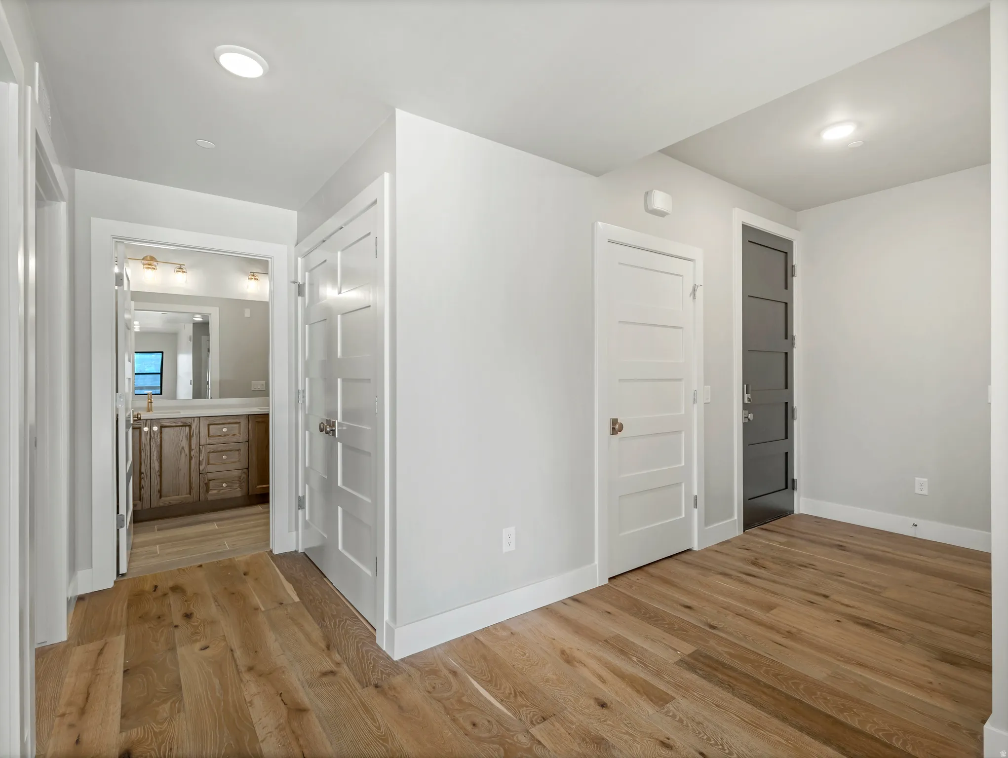 Wood-finish flooring throughout