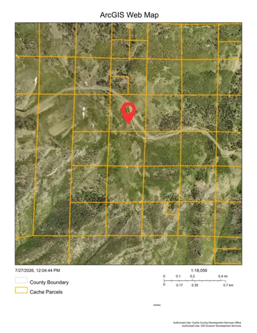 ArcGIS Web Map. Displaying the property's geographic coordinates and parcel boundaries