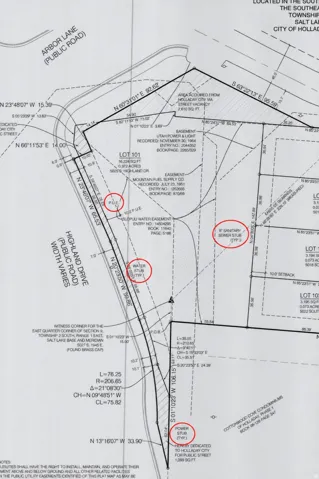 Plat Map. Illustrating property boundaries, dimensions, easements, and utility stub locations for the property