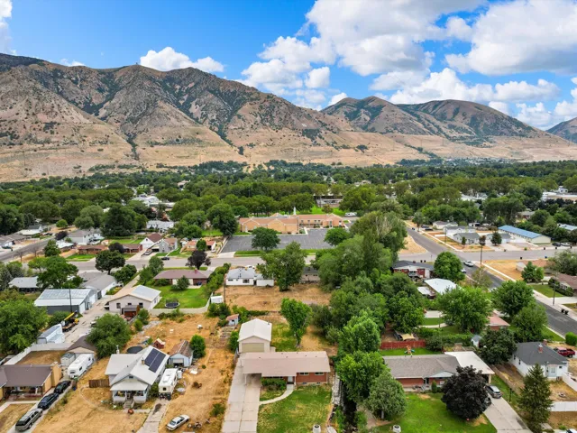 Expansive neighborhood featuring mature trees, residential properties, and paved streets