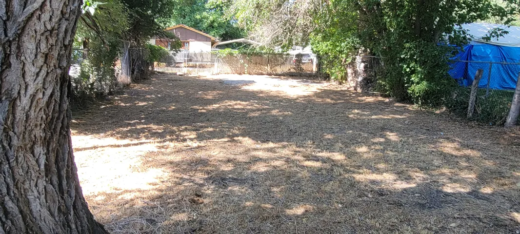 Spacious cleared lot featuring mature trees and partial fencing