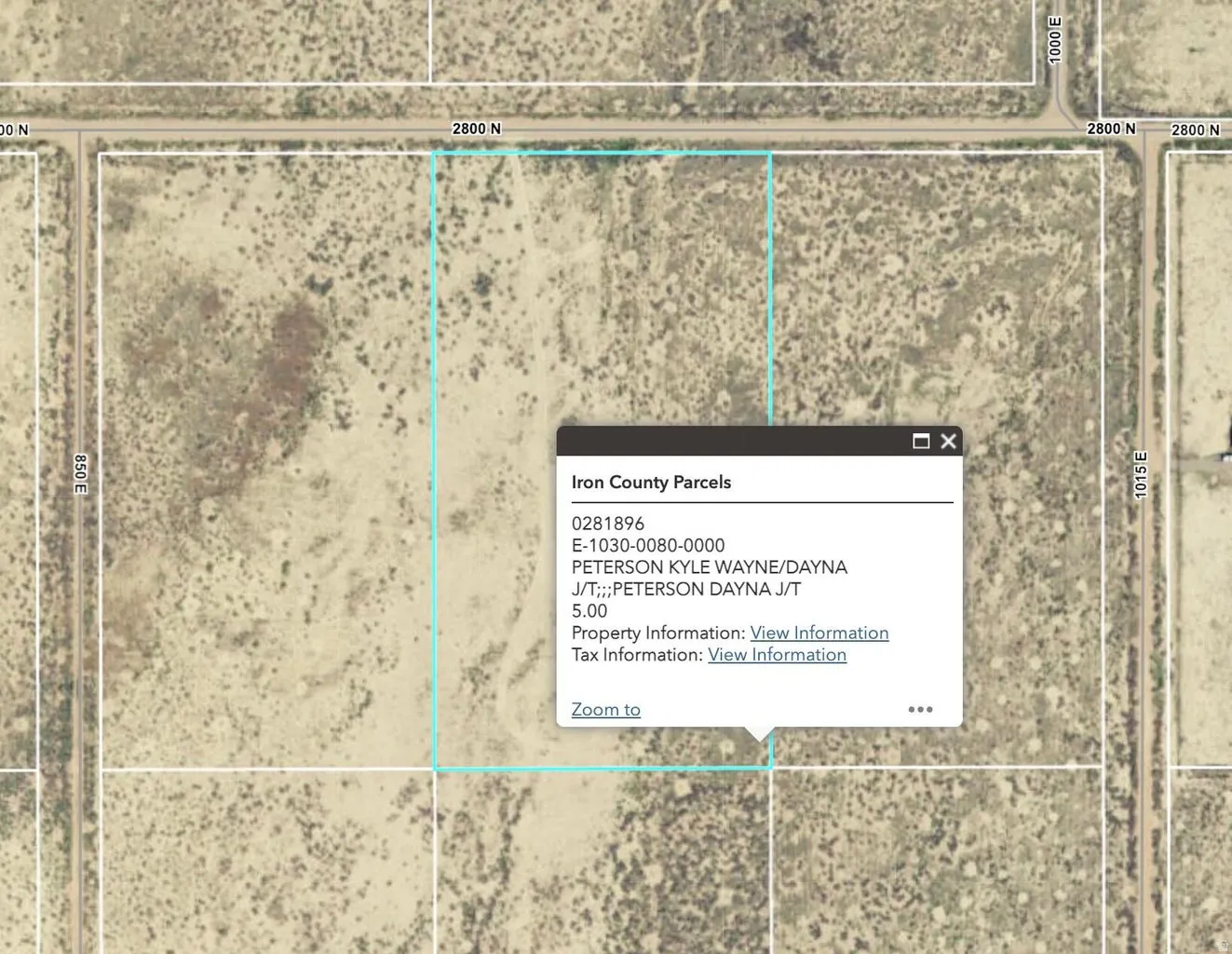 Parcel Map and Information. Displaying property identification details and associated owner information for the property