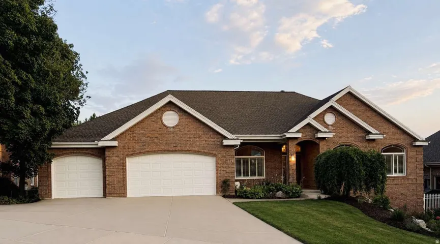 Brick exterior with white trim