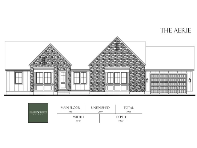 Architectural Drawing, Elevation. Illustrating the exterior facade and dimensions of the property