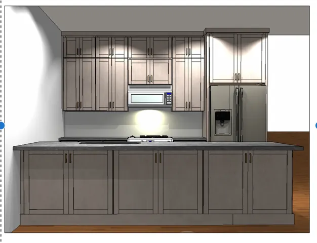 Kitchen featuring shaker-style cabinetry, stainless steel appliances, and a built-in microwave