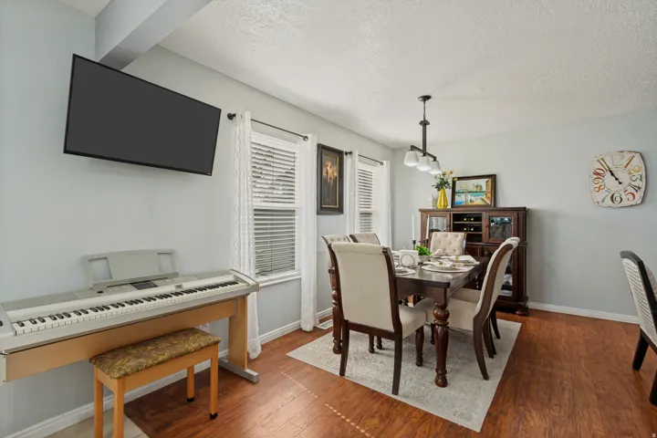 Wood-finish flooring throughout