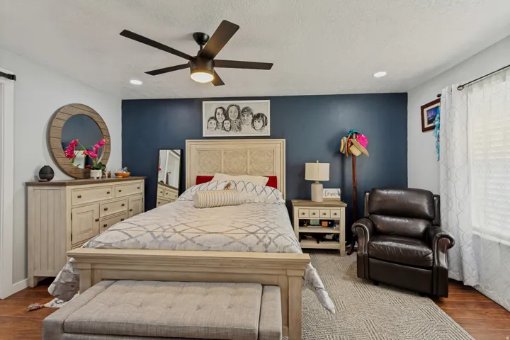 Recessed lighting and a ceiling fan with integrated lighting