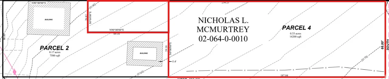 Plat map. Outlining property parcels, dimensions, and ownership information