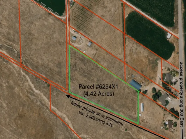 Property Survey. Illustrating parcel boundaries, acreage, and proposed access routes