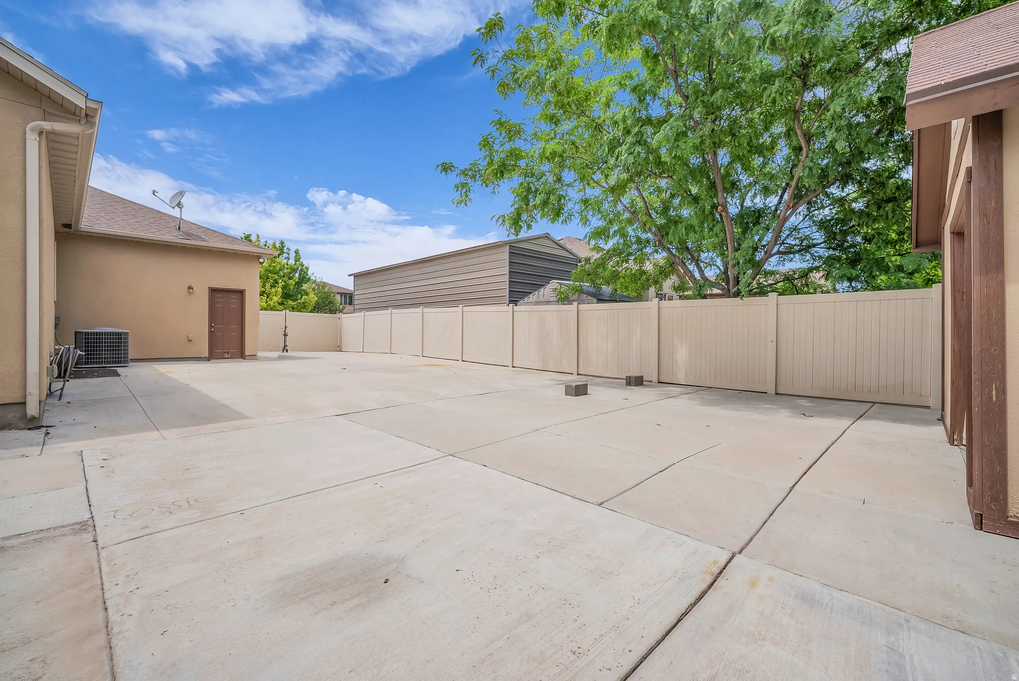 Cement pad in backyard