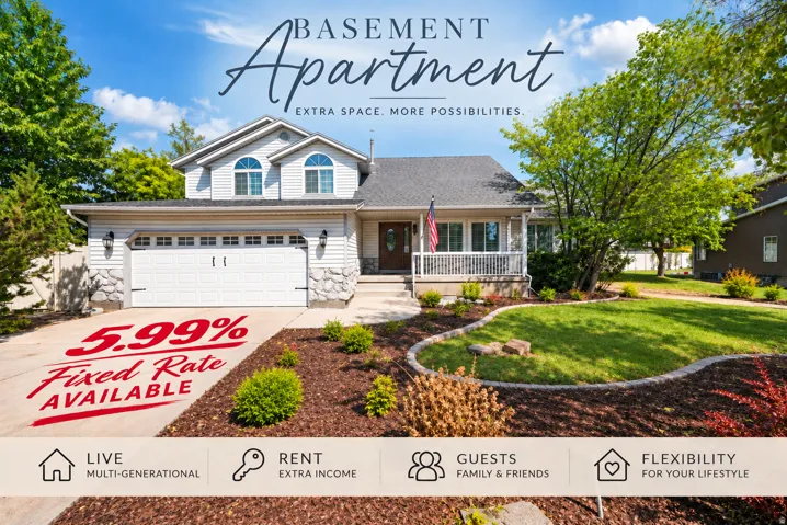 Real Estate Advertisement. Displaying a property with promotional text and associated benefits