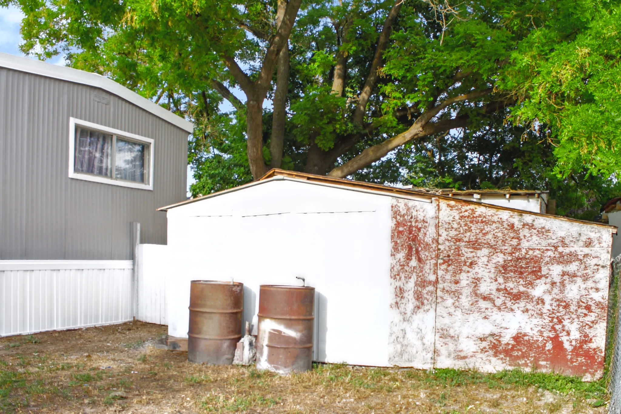 Back of storage sheds.