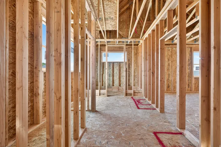 Interior framing showcasing new construction
