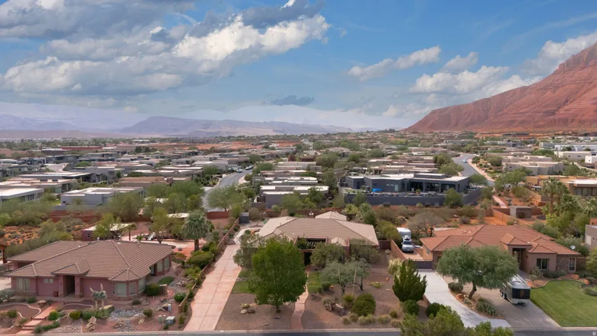 Expansive residential area with a prominent mountain backdrop