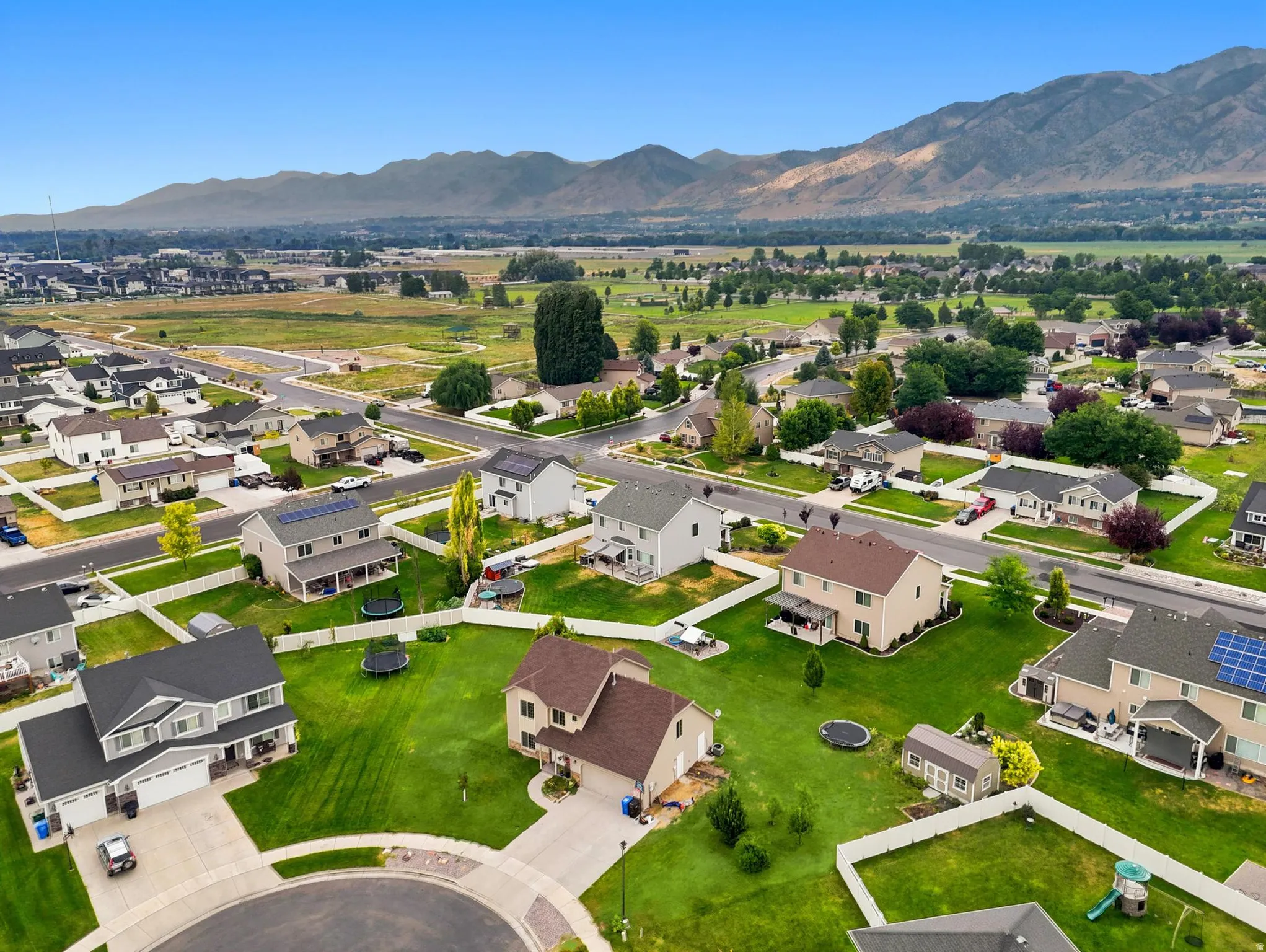 Expansive residential neighborhood with mountain backdrop