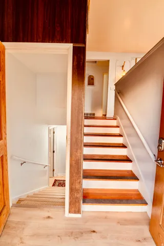 Entryway featuring light wood-finish flooring