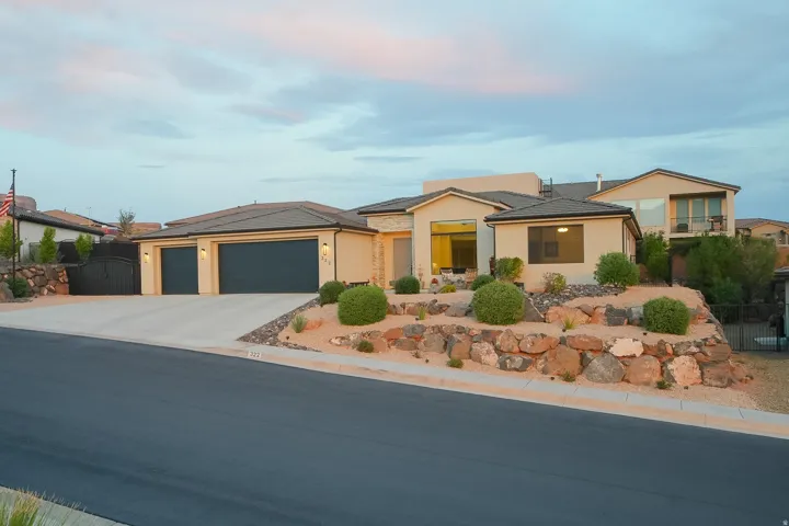 Contemporary desert-style residence with a multi-car garage