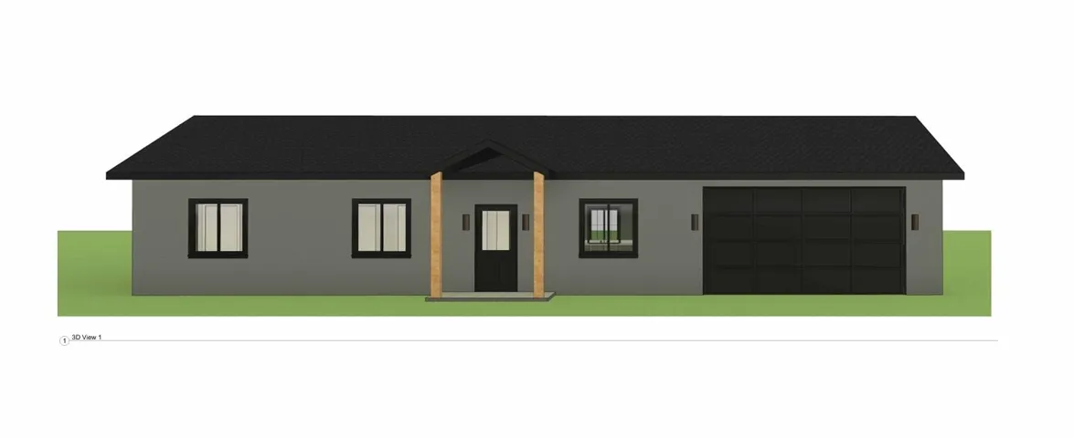 Architectural Rendering. Illustrating the exterior facade of the property from a frontal perspective
