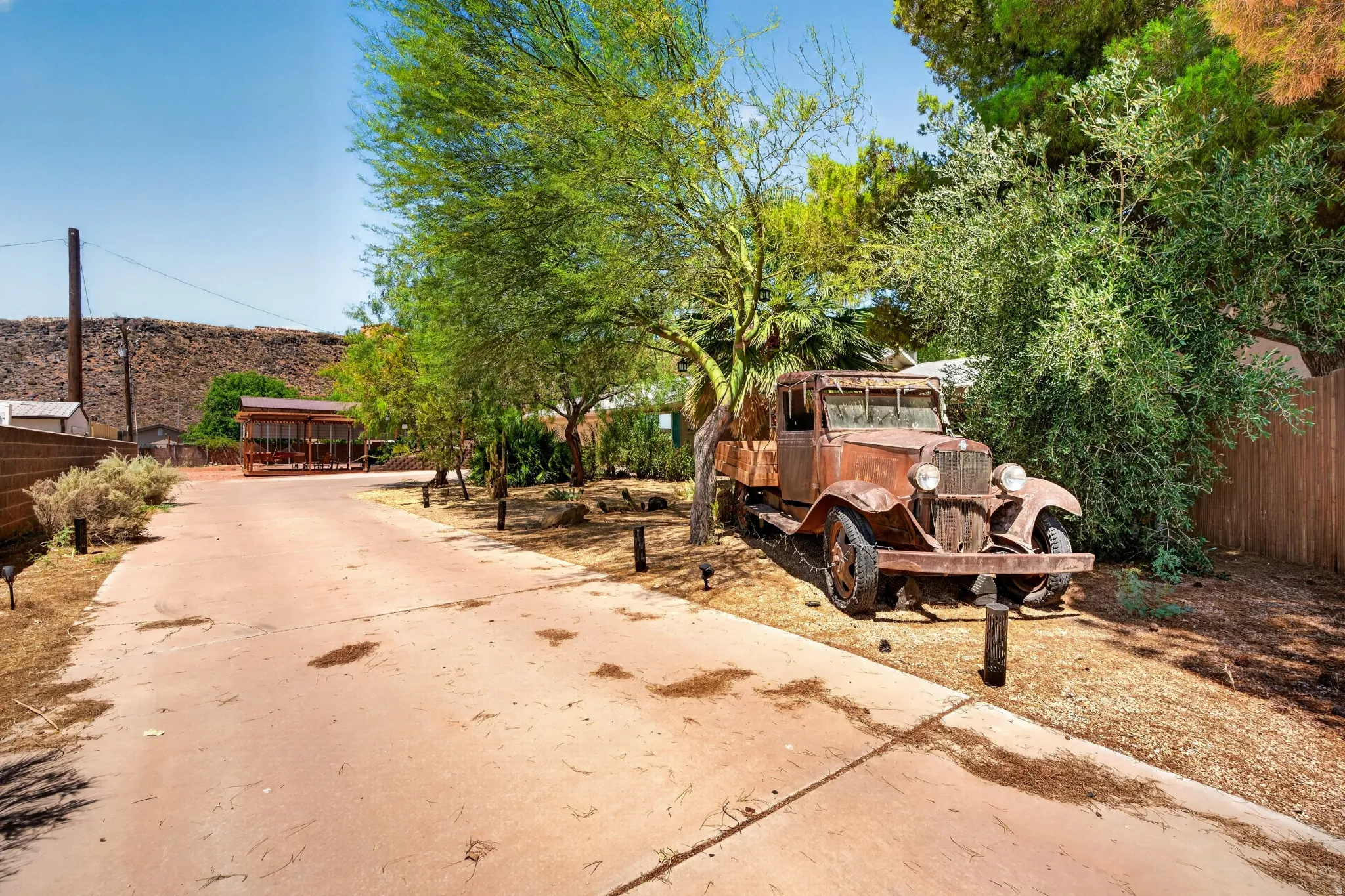 Concrete driveway with integrated ground lighting