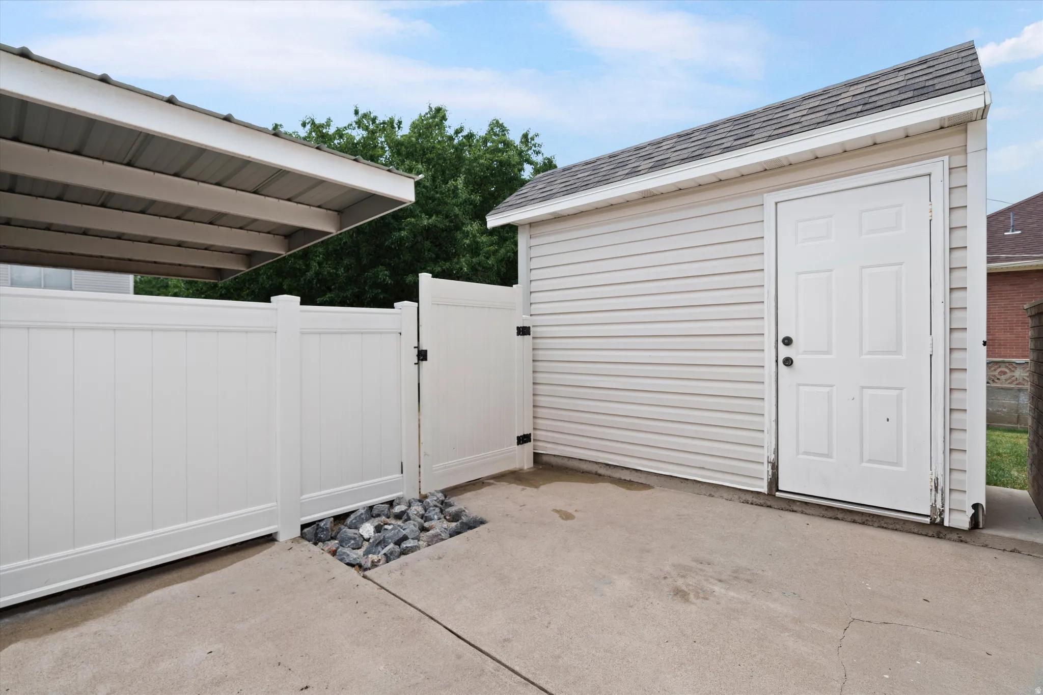 Fenced back patio