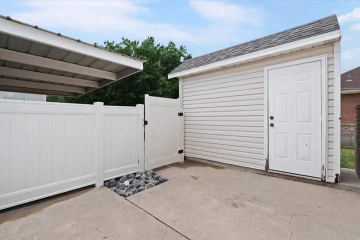 Fenced back patio