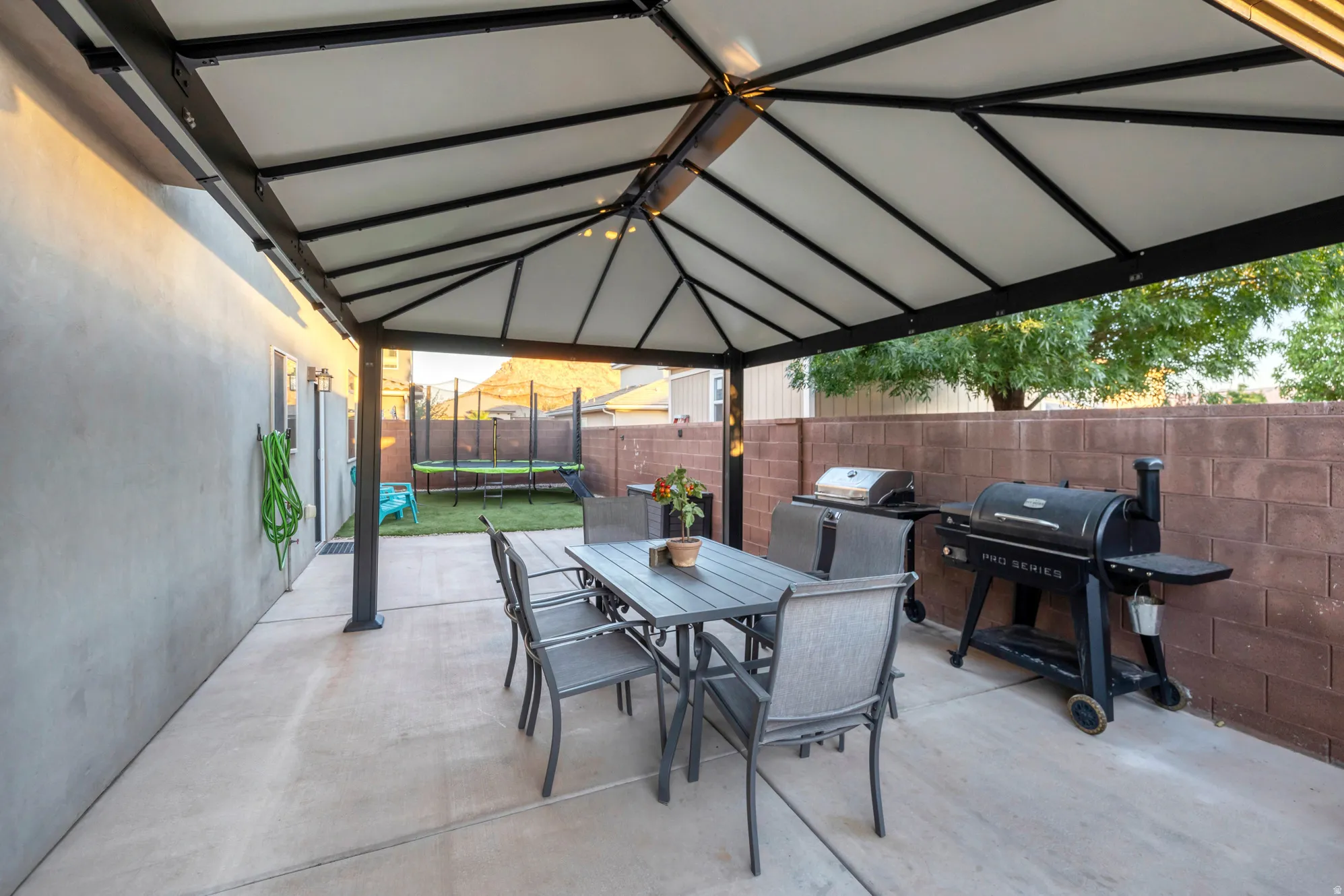 back patio with pergola