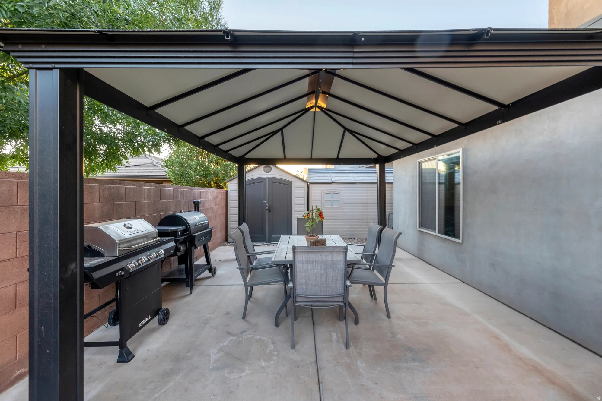 back patio with pergola
