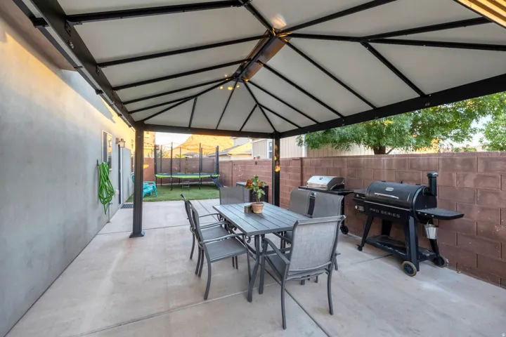 back patio with pergola