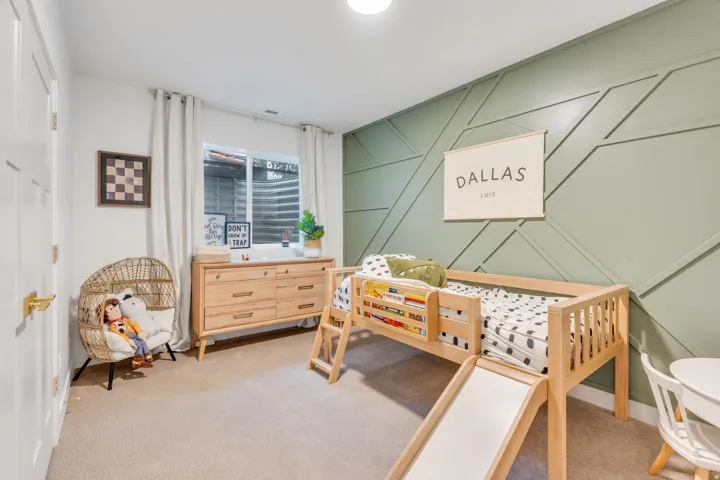 Accent wall featuring geometric paneling