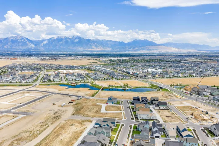 Expansive aerial perspective showcasing a developing residential community