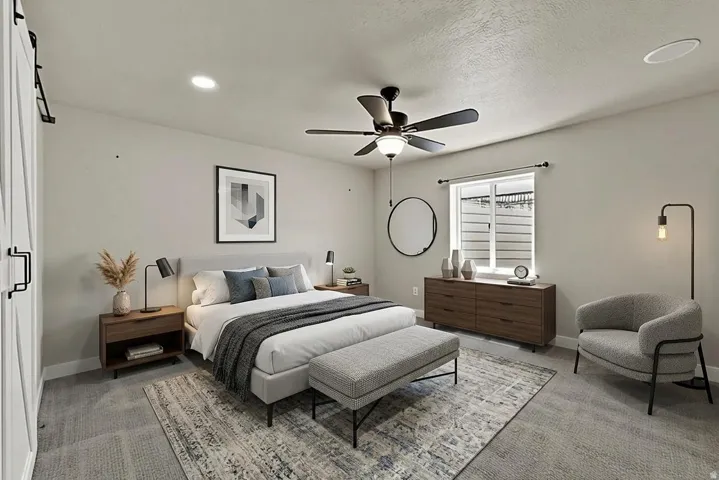 *Virtually staged basement primary bedroom*