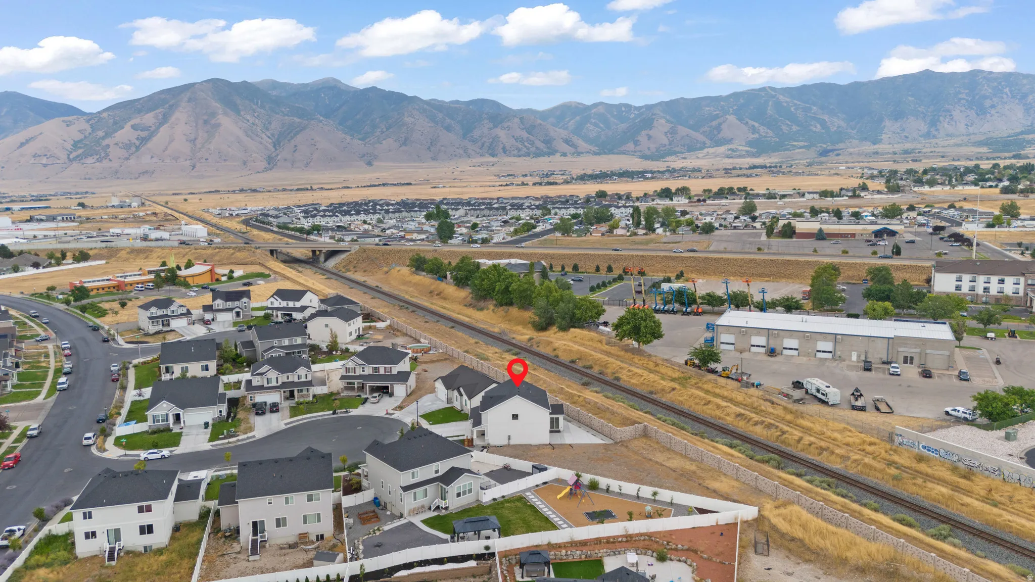 Aerial perspective of a contemporary residential development