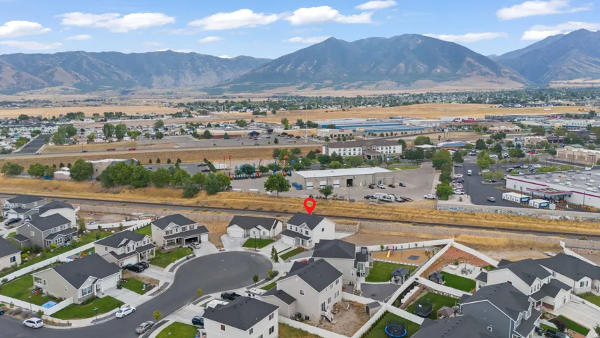 Modern residential development with mountain scenery