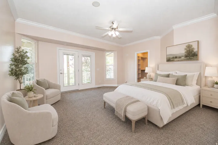 Virtually staged Primary suite