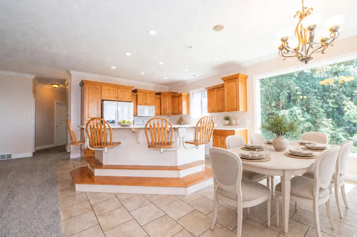 Virtually staged Kitchen & Dining area