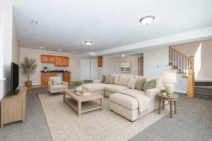 Virtually staged basement living space